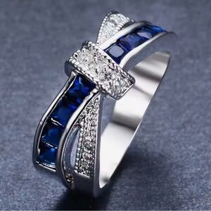 Elegant Silver and Blue Women's Ring